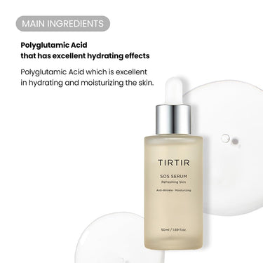 TIRTIR SOS Serum - Radiant Glow Boosting Face | Plumping, Anti Aging, Hydrating |Visibly Smooth and Glowy Skin | Fragrance Free Serum for All Skin Types, 1.69 fl.oz.